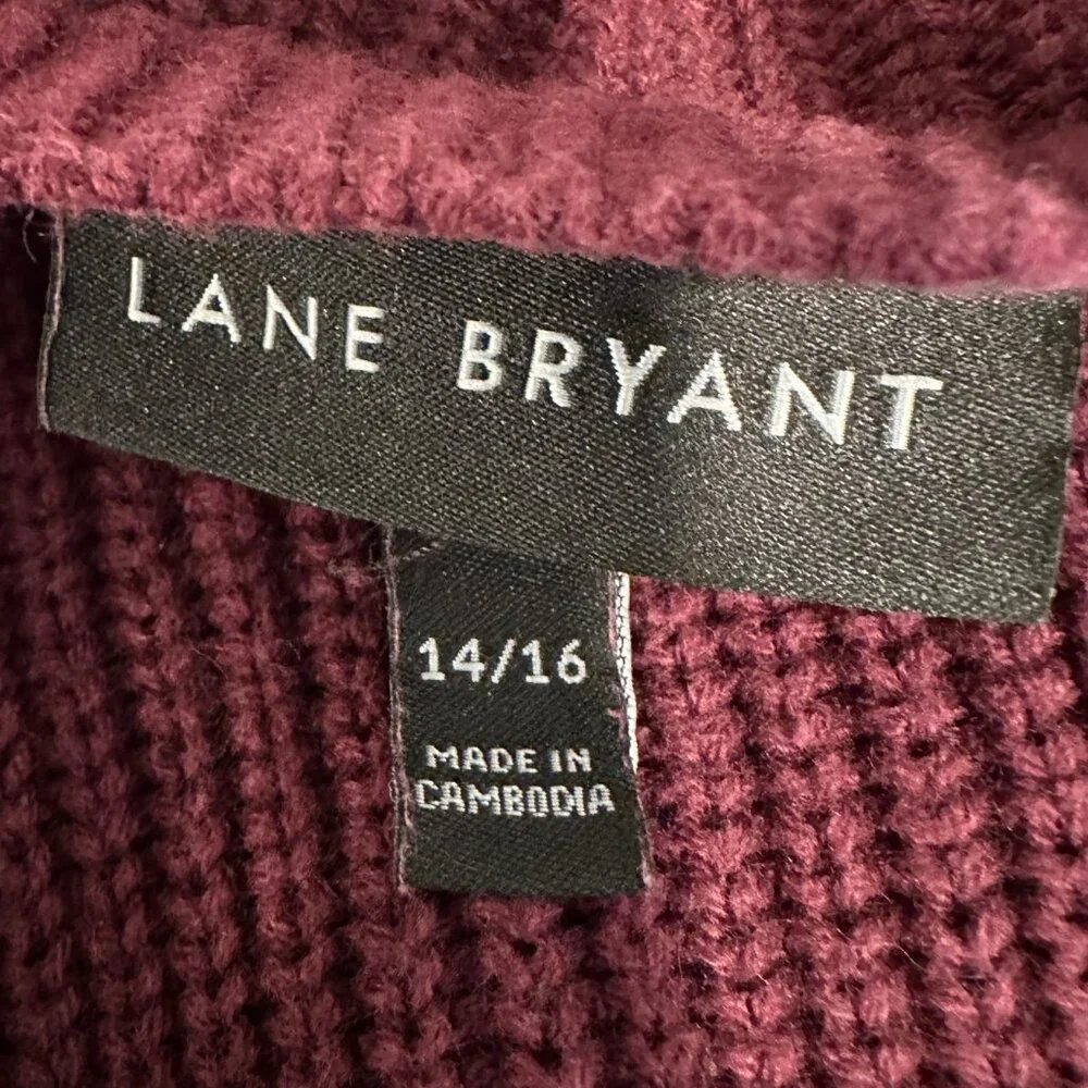 Lane Bryant Knit Sweater Burgundy Long Sleeve Pullover Boat Neck Plus Size 14/16 - Picture 2 of 9
